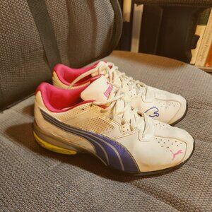 Women's Puma Tennis Shoes White Purple & Magenta Tazon Size 7.5